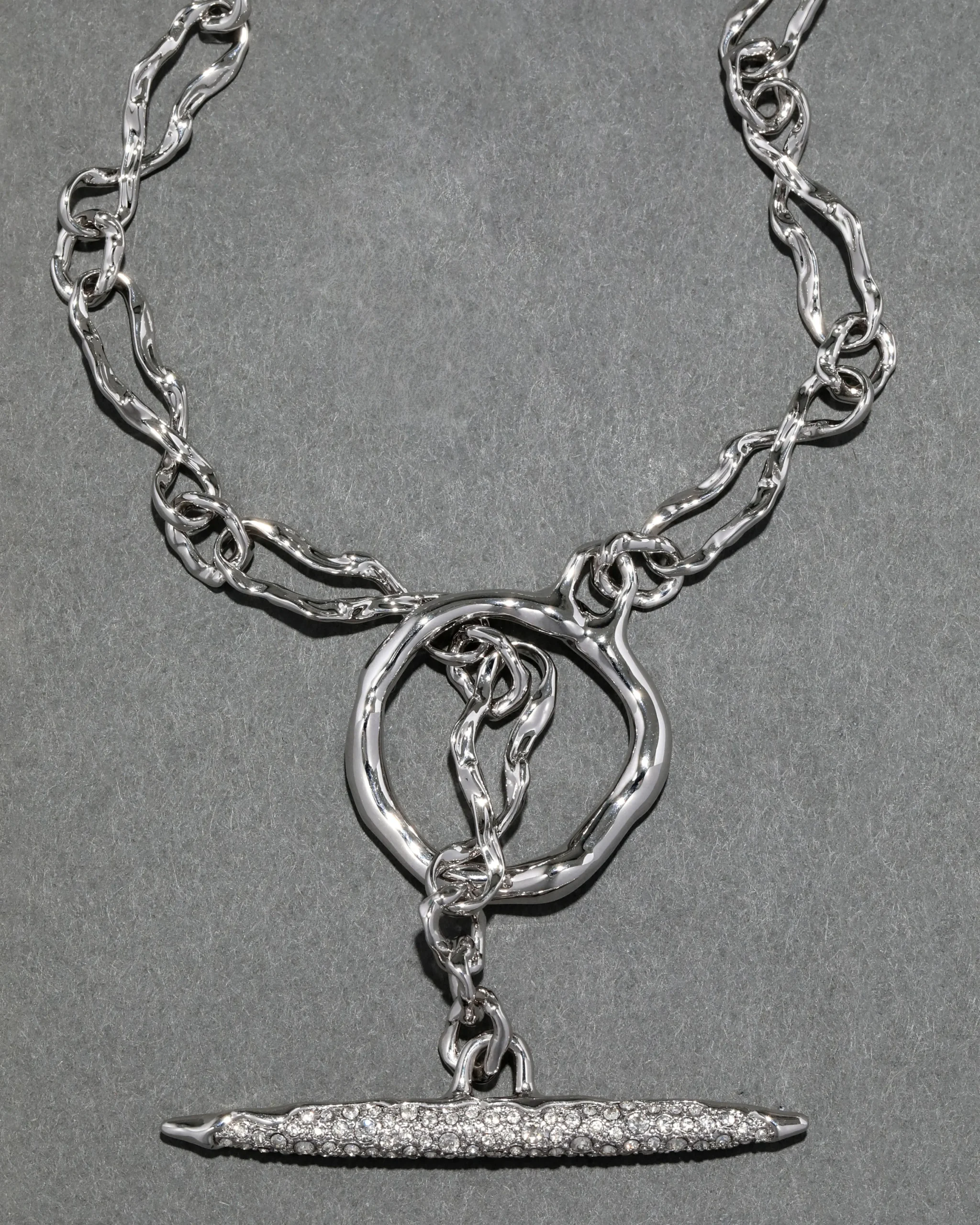 Solanales Silver Crystal Toggle Necklace
