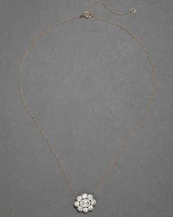 Sterling Silver & 14k Gold Cut Luminous Crystal Cluster Flower Necklace