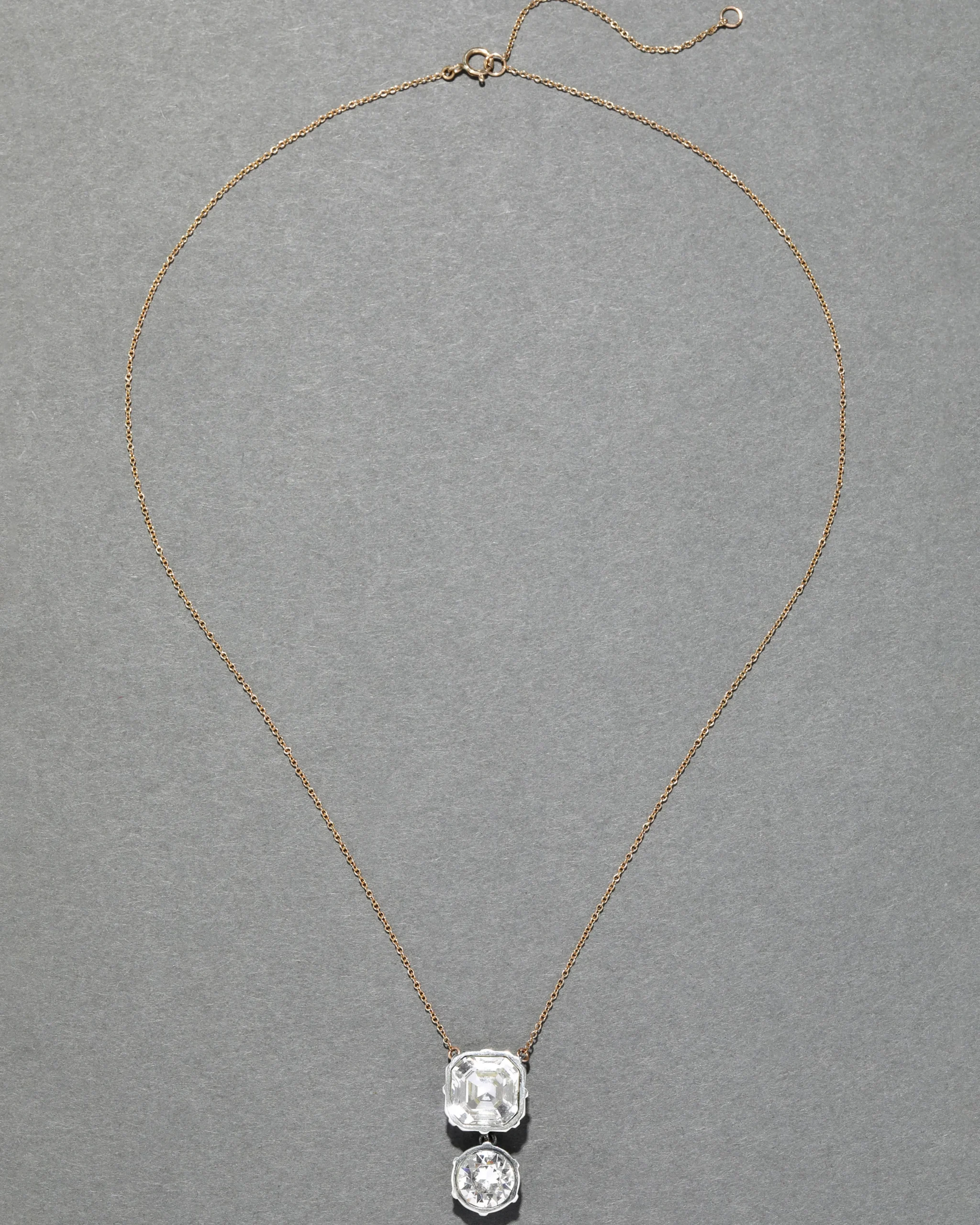 Sterling Silver & 14k Gold Cut Luminous Crystal Drop Pendant Necklace