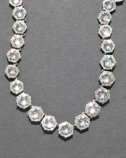 Sterling Silver & 14k Gold Cut Luminous Crystal Small Riviera Necklace