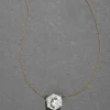 Sterling Silver & 14k Gold Large Cut Luminous Crystal Solitaire Necklace