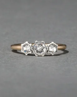Sterling Silver & 14k Gold Triple Cut Luminous Crystal Ring