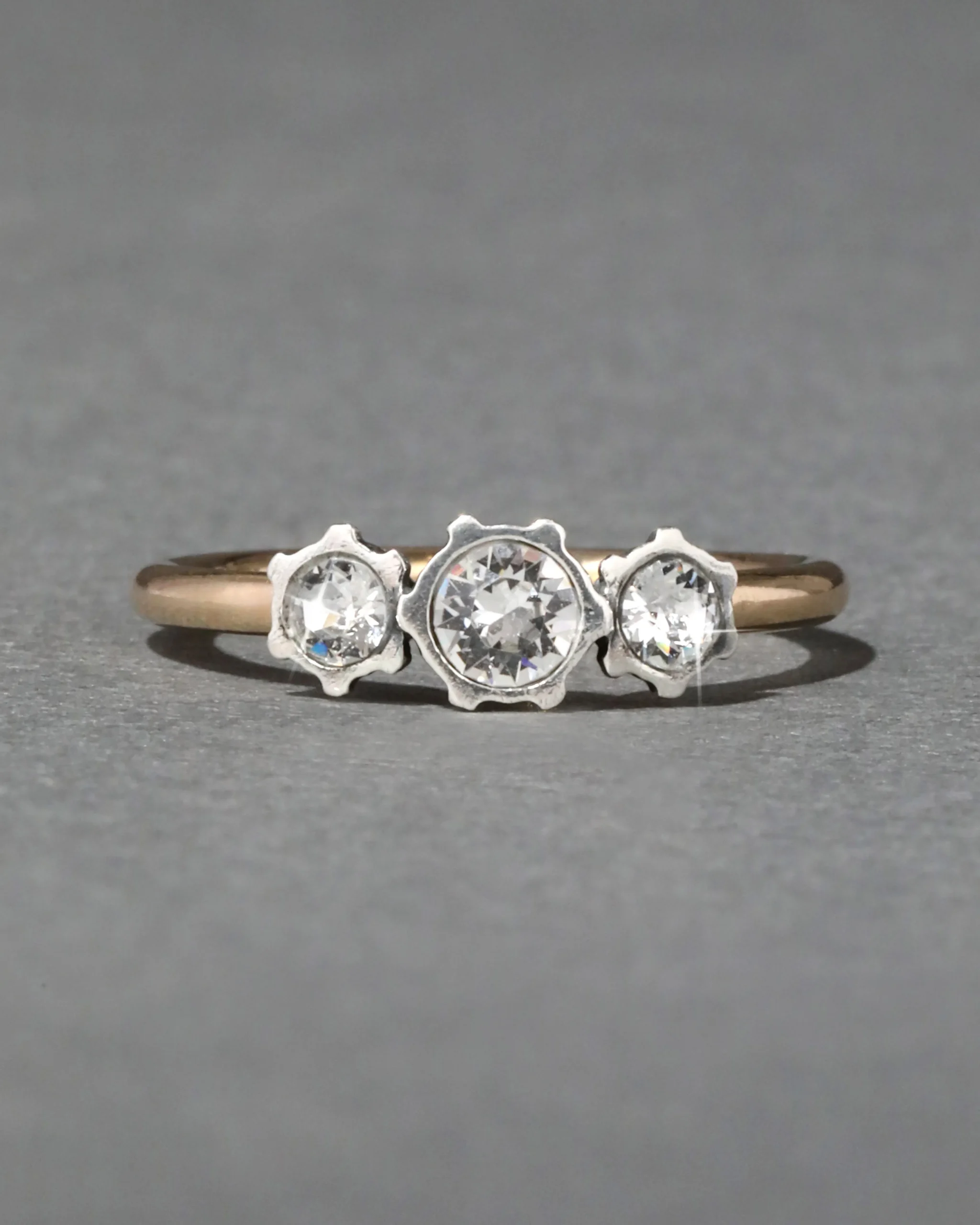 Sterling Silver & 14k Gold Triple Cut Luminous Crystal Ring