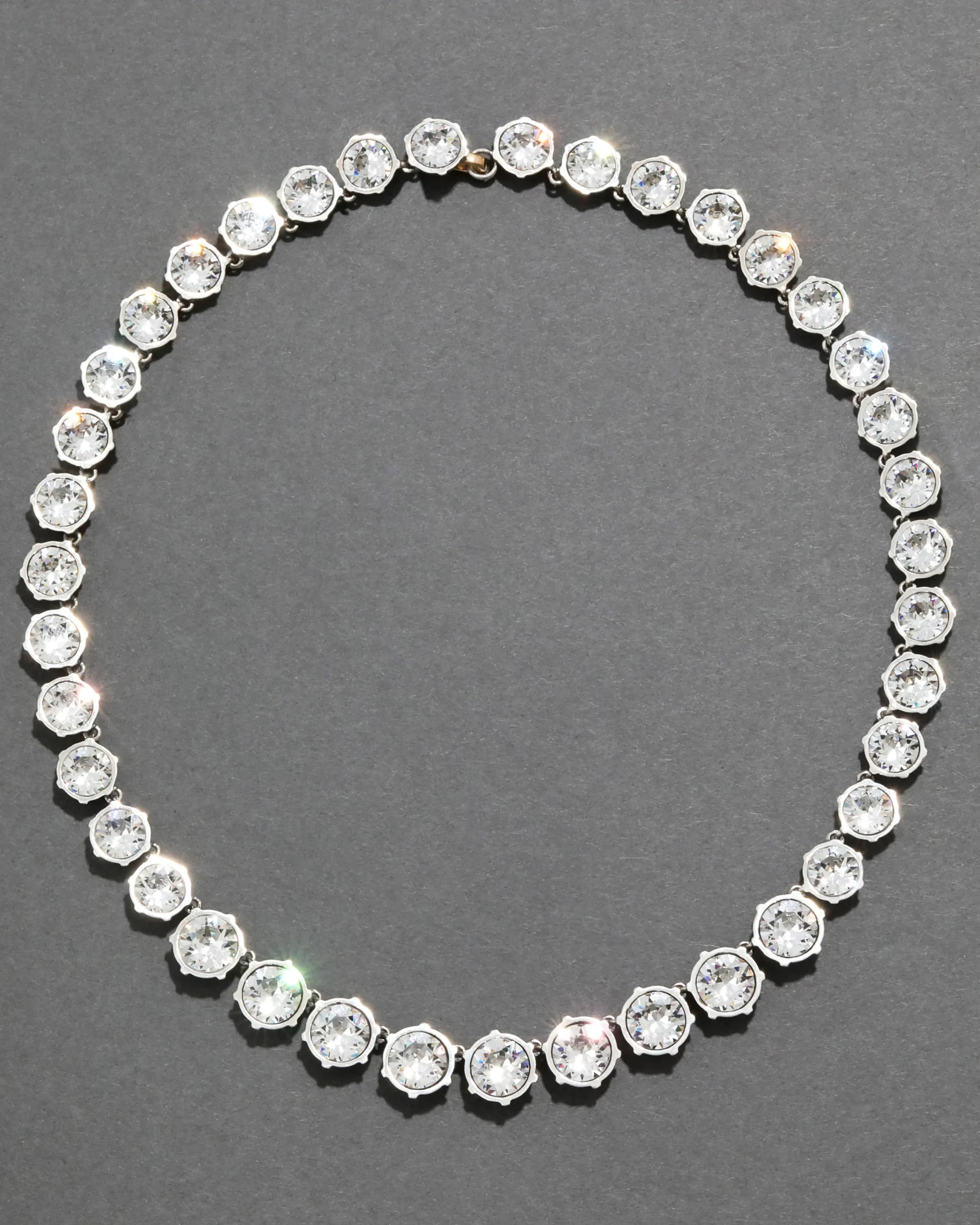 Sterling Silver Round Cut Luminous Crystal Riviera Necklace