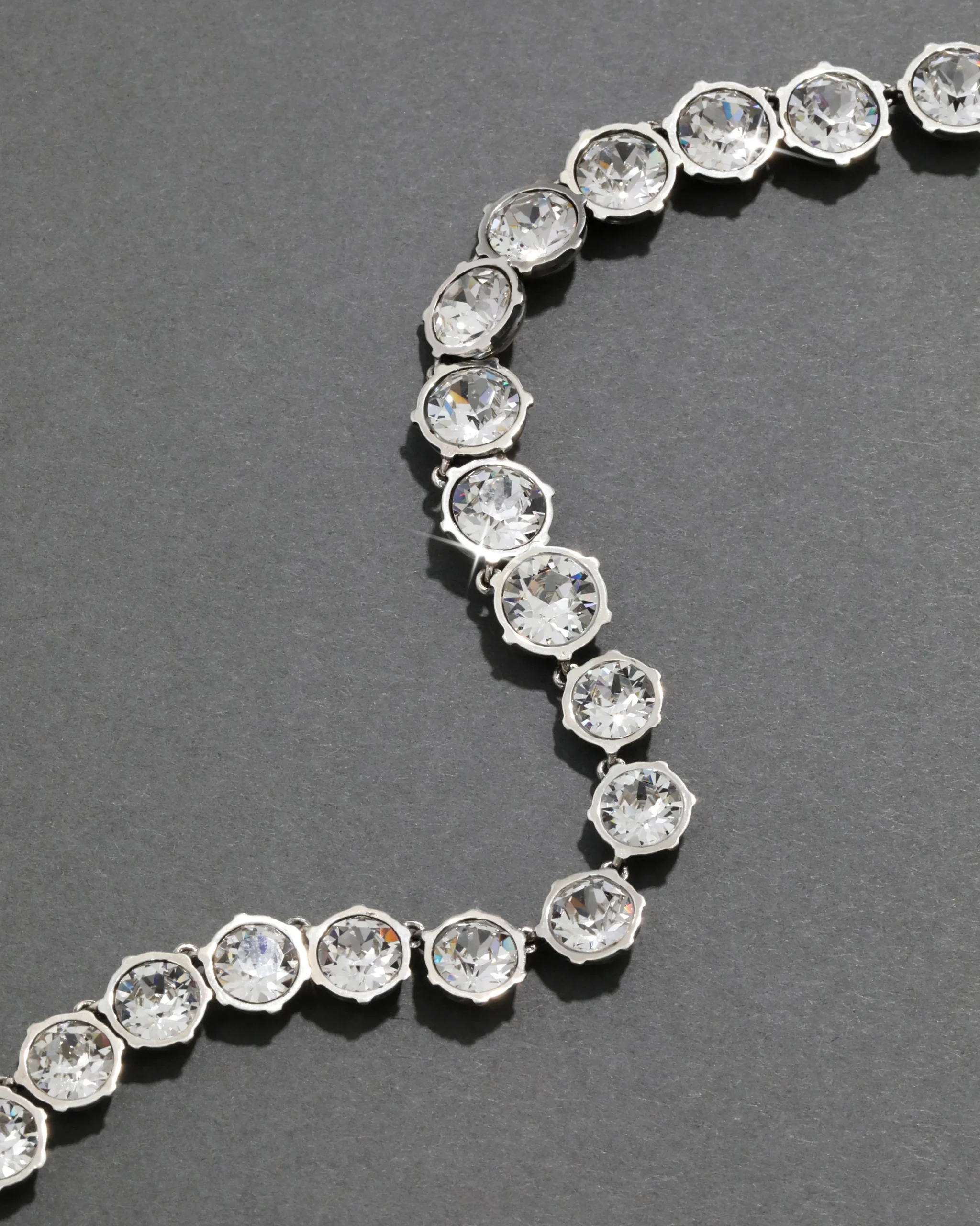 Sterling Silver Round Cut Luminous Crystal Riviera Necklace