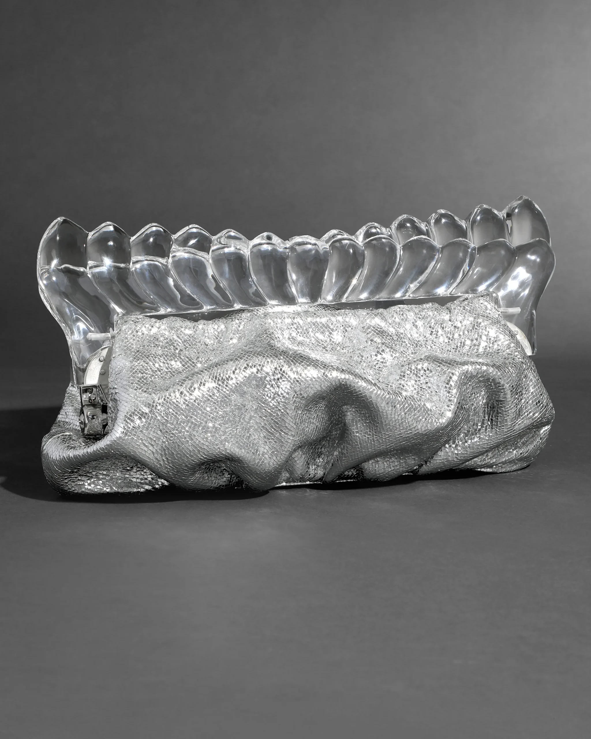 The Pouf Clutch- Silver