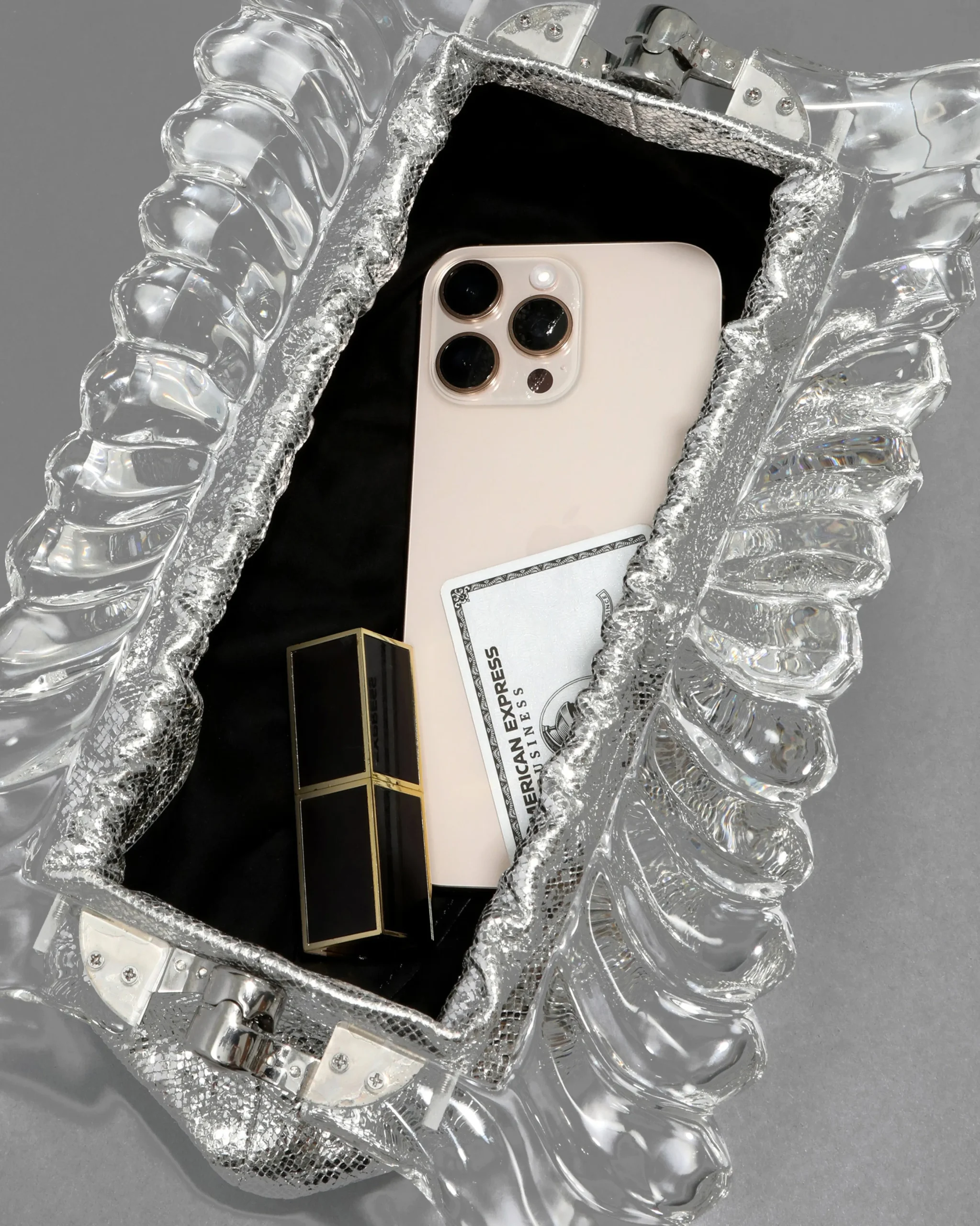 The Pouf Clutch- Silver