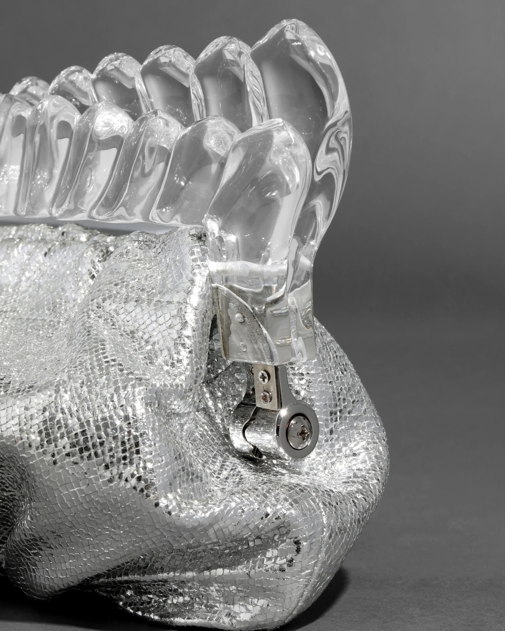 The Pouf Clutch- Silver