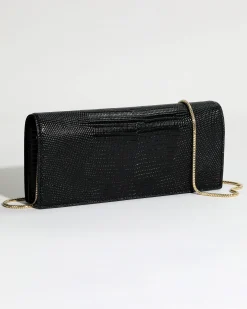 Twisted Gold Side Handle Clutch Purse - Black