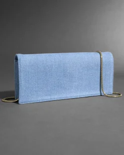 Twisted Gold Side Handle Clutch Purse- Chambray