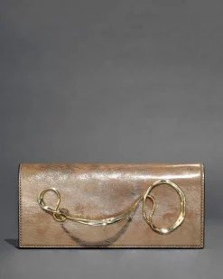 Twisted Gold Side Handle Clutch- Antique Gold
