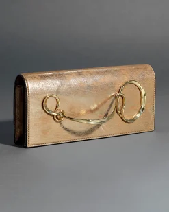 Twisted Gold Side Handle Clutch- Antique Gold