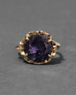 Vintage 1970s 10k Gold & Alexandrite Brutalist Ring