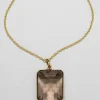 Vintage 1950s 14k Gold & Custom Cut Citrine Pendant Necklace