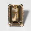 Vintage 1950s 14k Gold Emerald Cut Citrine Cocktail Ring