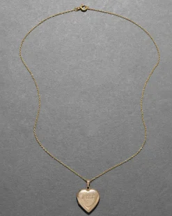 Vintage 1930s 14k Gold Fill Engraved Heart Locket Necklace