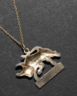 Vintage 1970s 14k Gold Hand Etched Taurus Bull Pendant Necklace
