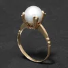 Vintage 1960s 18k Gold & Prong Set Natural Pearl Ring