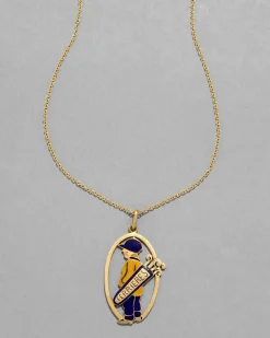 Vintage 1930s 14k Gold with Enamel French Mascot Pendant Necklace