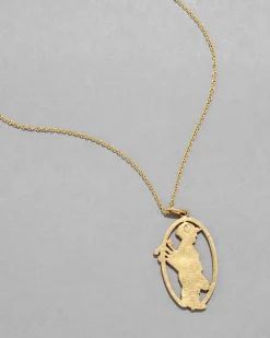 Vintage 1930s 14k Gold with Enamel French Mascot Pendant Necklace