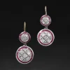 Vintage 1930s Platinum & 14k Gold Ruby & Diamond Deco Drop Earring
