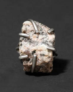 Vintage 1970s Sterling Silver & Astrophylite Handmade Brutalist Ring