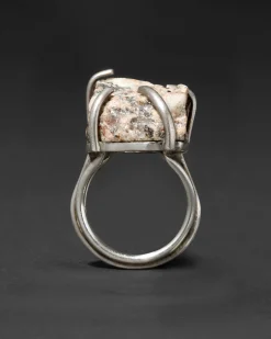 Vintage 1970s Sterling Silver & Astrophylite Handmade Brutalist Ring